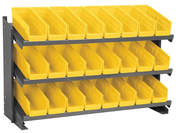 Steel Bench Pick Rack, 36 in W x 25 in H x 12 in D, 3 Shelves, Gray