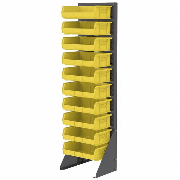 Hang & Stack Storage Bin, Yellow, Plastic, 10 7/8 in L x 16 1/2 in W x 5 in H, 60 lb Load Capacity