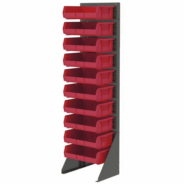 Hang & Stack Storage Bin, Red, Plastic, 10 7/8 in L x 16 1/2 in W x 5 in H, 60 lb Load Capacity