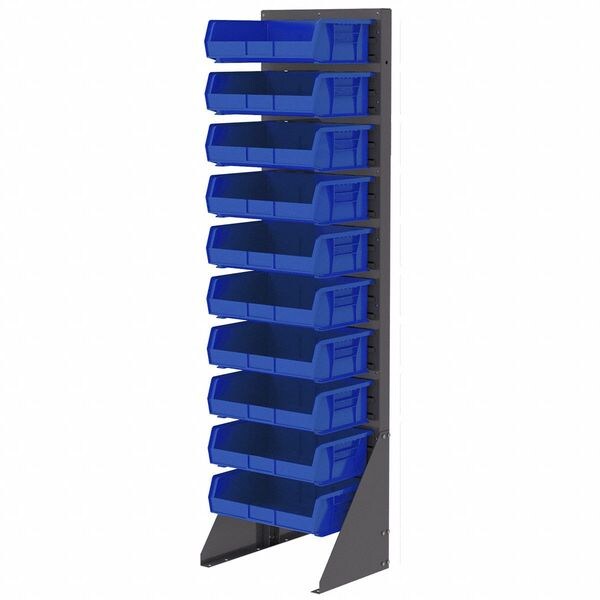 Hang & Stack Storage Bin, Blue, Plastic, 10 7/8 in L x 16 1/2 in W x 5 in H, 60 lb Load Capacity
