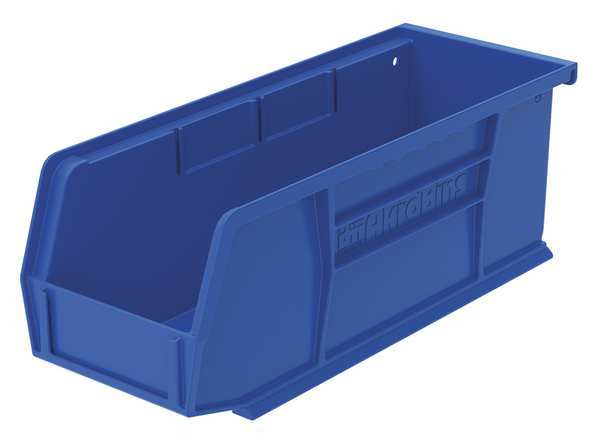 Hang & Stack Storage Bin, Blue, Plastic, 10 7/8 in L x 4 1/8 in W x 4 in H, 30 lb Load Capacity