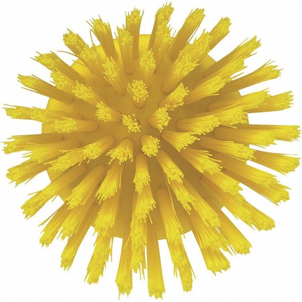 3 3/4 in W Scrub Brush, Stiff, 3 in L Handle, 3 3/4 in L Brush, Yellow, Plastic, 5 in L Overall