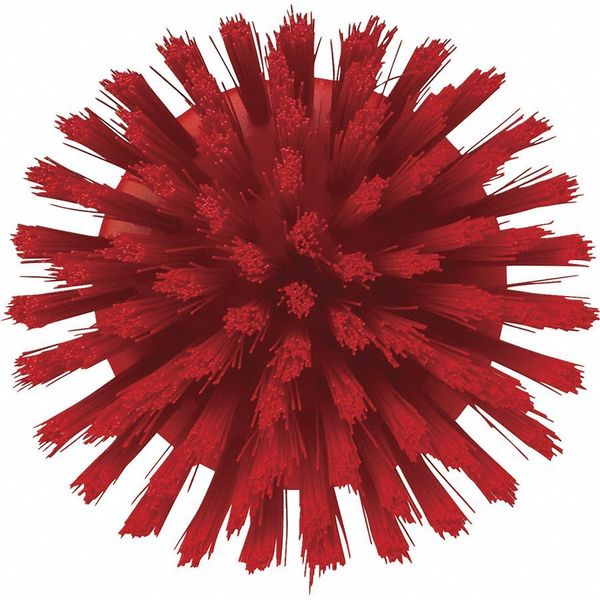 3 3/4 in W Scrub Brush, Stiff, 3 in L Handle, 3 3/4 in L Brush, Red, Plastic, 5 in L Overall