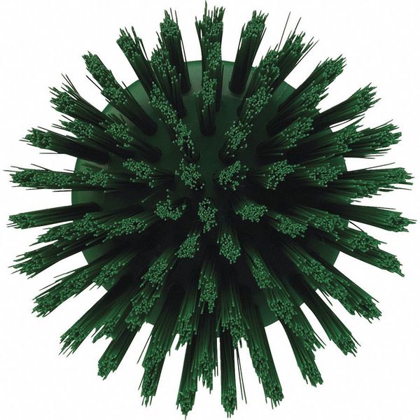 3 3/4 in W Scrub Brush, Stiff, 3 in L Handle, 3 3/4 in L Brush, Green, Plastic, 5 in L Overall