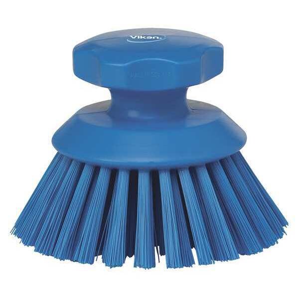 3 3/4 in W Scrub Brush, Stiff, 3 in L Handle, 3 3/4 in L Brush, Blue, Plastic, 5 in L Overall