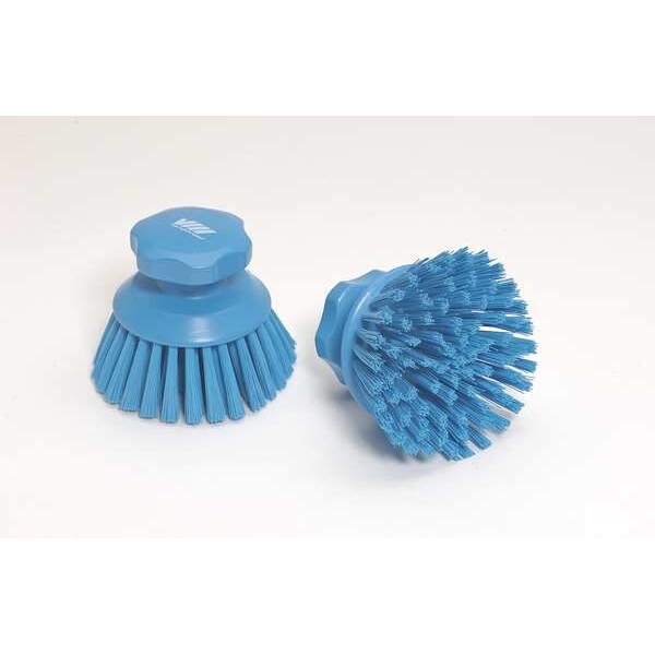 3 3/4 in W Scrub Brush, Stiff, 3 in L Handle, 3 3/4 in L Brush, Blue, Plastic, 5 in L Overall