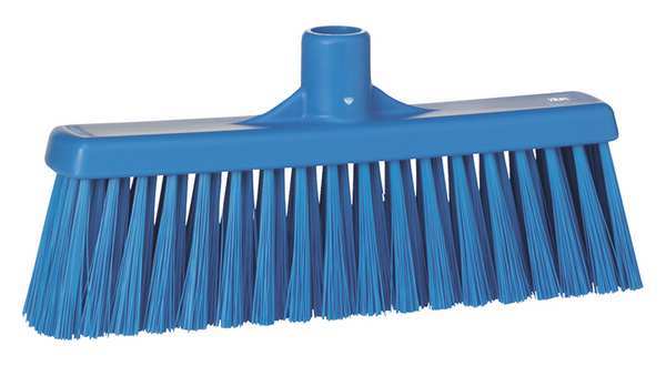 12 in Sweep Face Broom Head, Stiff, Synthetic, Blue