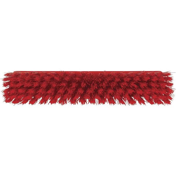 12 in Sweep Face Broom Head, Stiff, Synthetic, Red