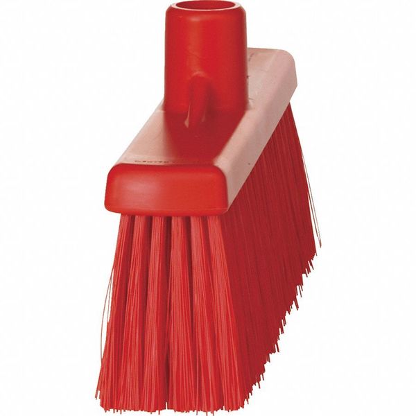 12 in Sweep Face Broom Head, Stiff, Synthetic, Red