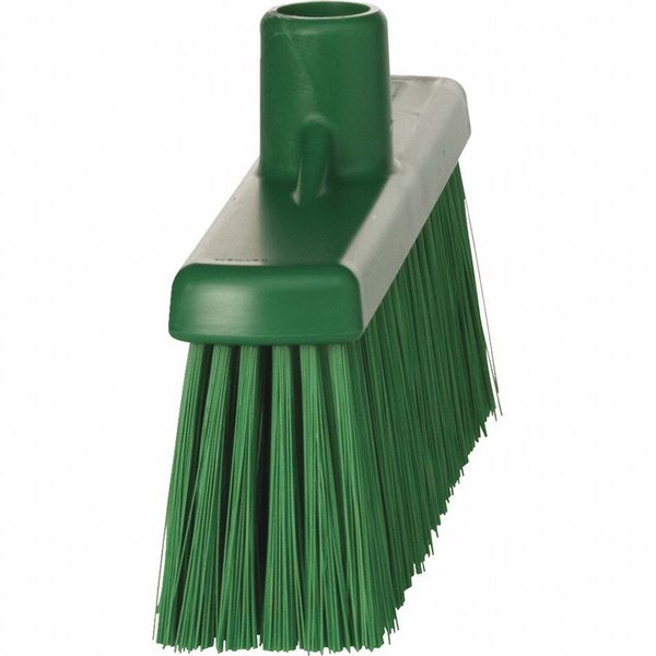 12 in Sweep Face Broom Head, Stiff, Synthetic, Green