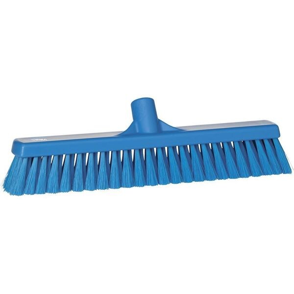 16 in Sweep Face Broom Head, Medium, Synthetic, Blue