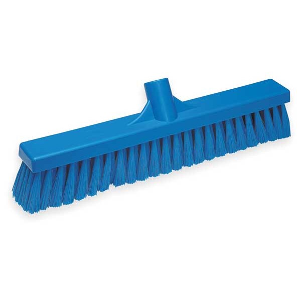 16 in Sweep Face Broom Head, Medium, Synthetic, Blue