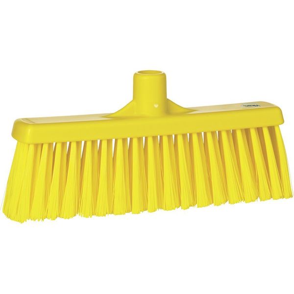 12 in Sweep Face Broom Head, Stiff, Synthetic, Yellow