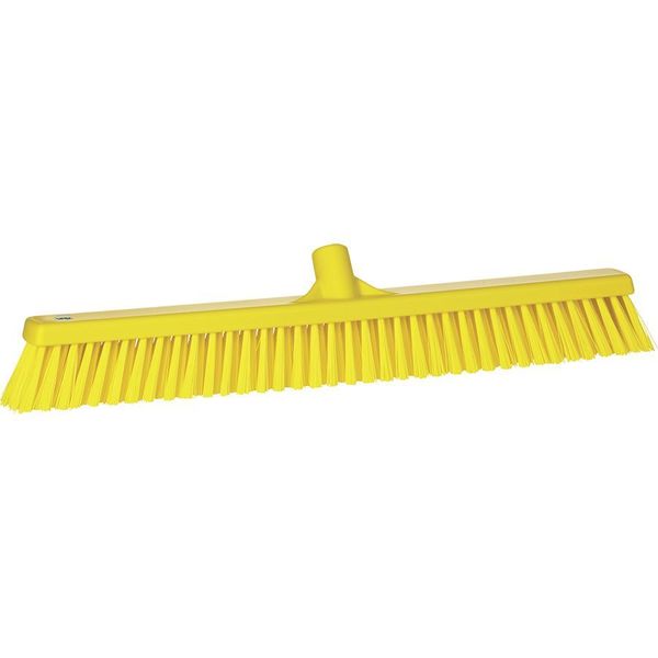 24 in Sweep Face Broom Head, Soft/Stiff Combination, Synthetic, Yellow
