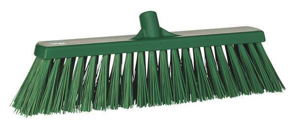 2 1/2 in x 19 in Sweep Face Broom Head, Stiff, Synthetic, Green
