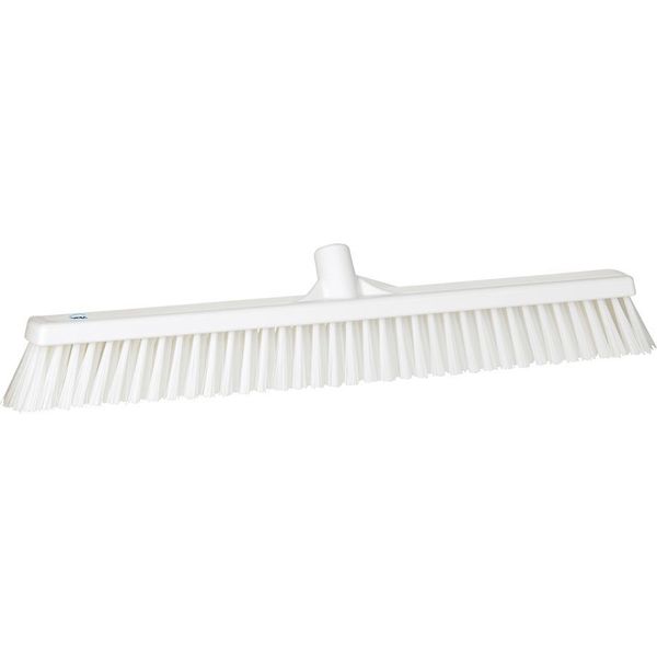 24 in Sweep Face Broom Head, Soft/Stiff Combination, Synthetic, White