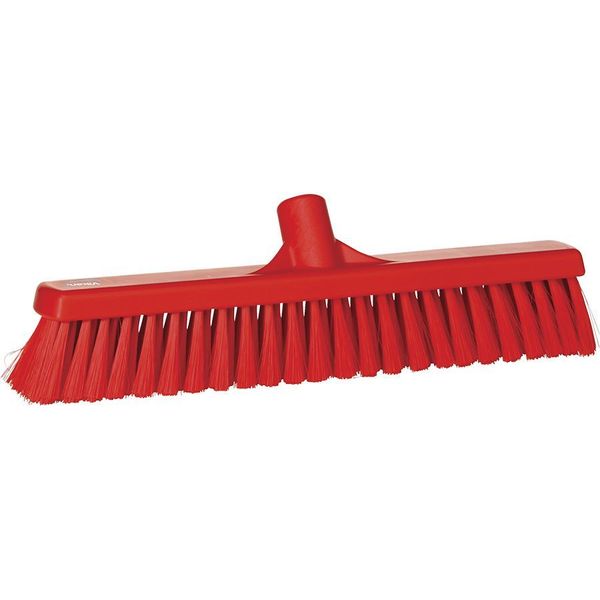 16 in Sweep Face Broom Head, Medium, Synthetic, Red