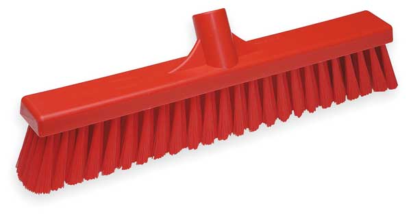 16 in Sweep Face Broom Head, Medium, Synthetic, Red