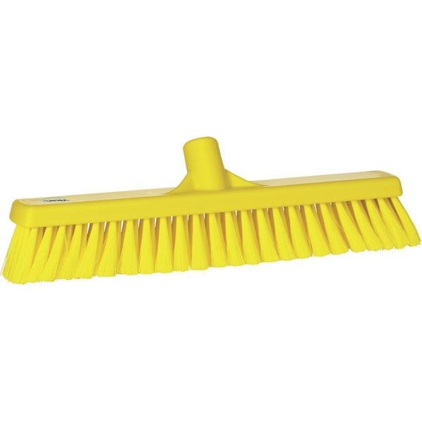 16 in Sweep Face Broom Head, Medium, Synthetic, Yellow
