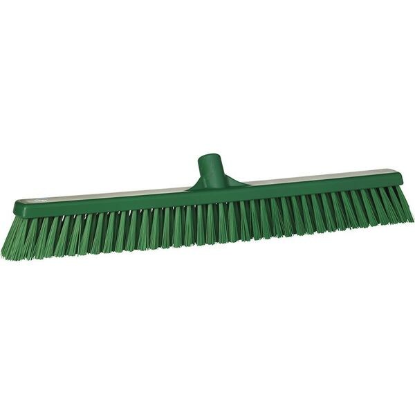 24 in Sweep Face Broom Head, Soft/Stiff Combination, Synthetic, Green