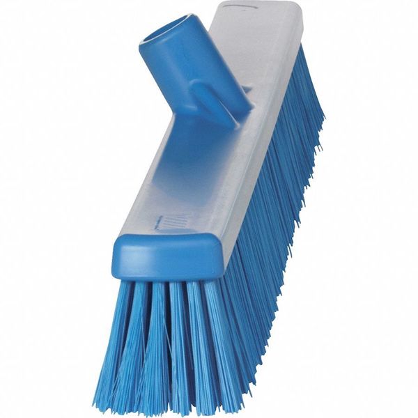24 in Sweep Face Broom Head, Soft/Stiff Combination, Synthetic, Blue