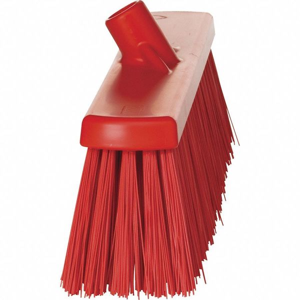 19 in Sweep Face Broom Head, Stiff, Synthetic, Red