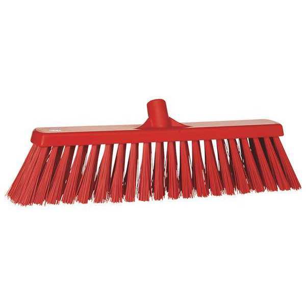 19 in Sweep Face Broom Head, Stiff, Synthetic, Red