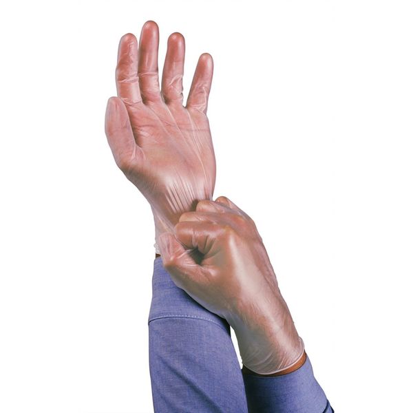 Vinyl Disposable Gloves, PVC, Powder Free, Clear, S, 100 PK