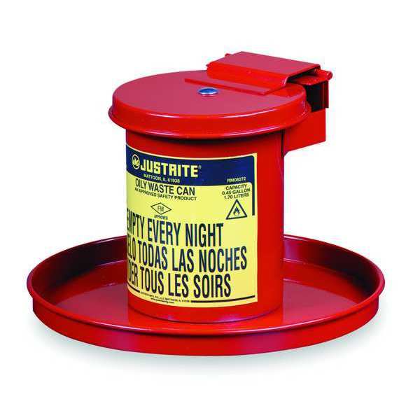 Drain Can, 1/2 Gal., Red, Galvanized Steel