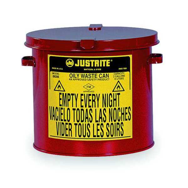 Countertop Oily Waste Can, 2 Gal., Red