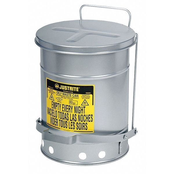 Oily Waste Can, 21 Gal., Steel, Silver
