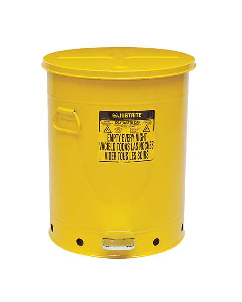Oily Waste Can, 21 Gal., Steel, Yellow