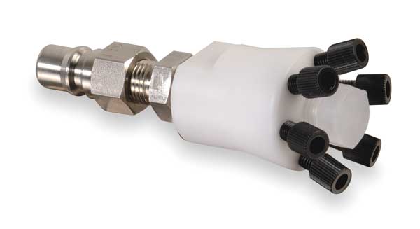 Silver/White Polypropylene/Stainless Steel Manifold w/Stainless Steel Fitting