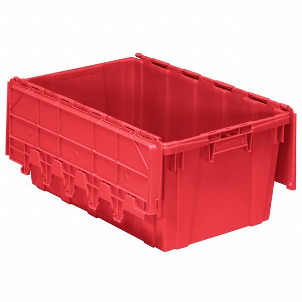 Red Attached Lid Container, Plastic