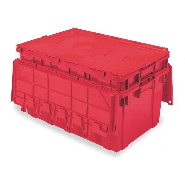 Red Attached Lid Container, Plastic