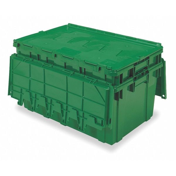 Green Attached Lid Container, Plastic