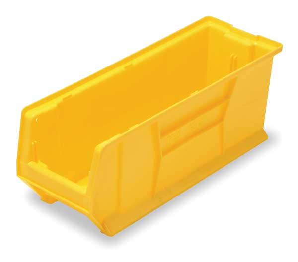 Storage Bin, Yellow, Polypropylene/Polyethylene, 23 7/8 in L x 8 1/4 in W x 9 in H