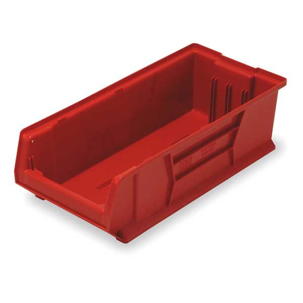 Storage Bin, Red, Polypropylene/Polyethylene, 23 7/8 in L x 11 in W x 7 in H, 100 lb Load Capacity
