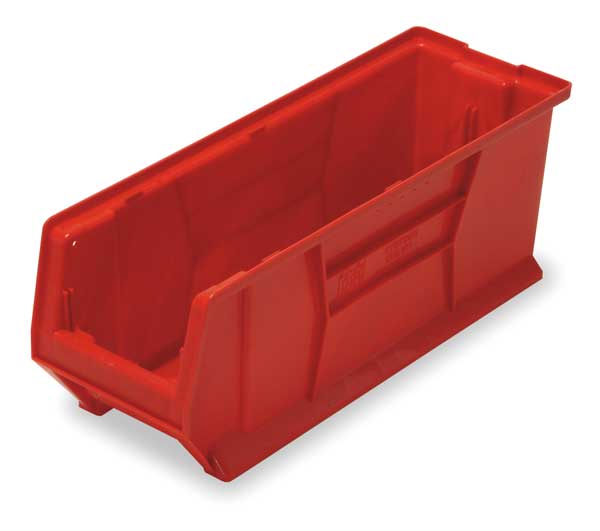 Storage Bin, Red, Polypropylene/Polyethylene, 100 lb Load Capacity