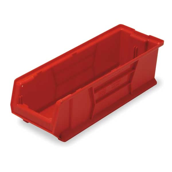 Storage Bin, Red, Polypropylene/Polyethylene, 23 7/8 in L x 8 1/4 in W x 7 in H