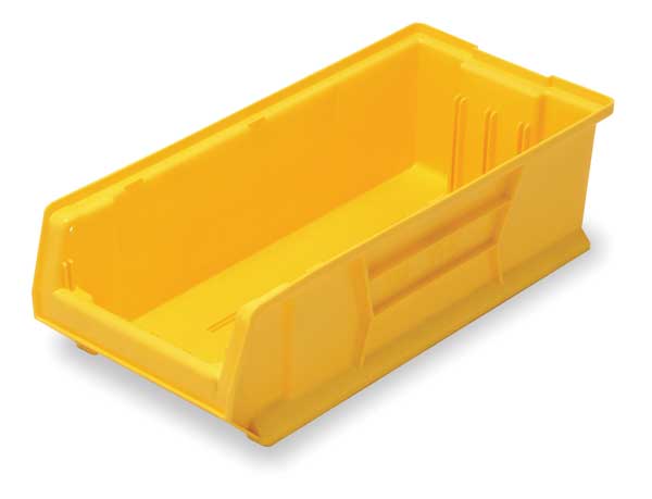 Storage Bin, Yellow, Polypropylene/Polyethylene, 23 7/8 in L x 11 in W x 7 in H