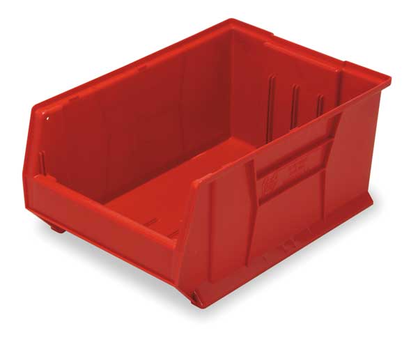 Storage Bin, Red, Polypropylene/Polyethylene, 23 7/8 in L x 16 1/2 in W x 11 in H