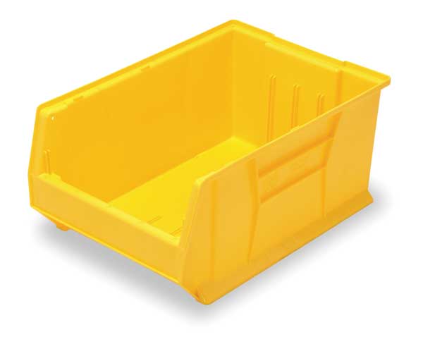 Storage Bin, Yellow, Polypropylene/Polyethylene, 23 7/8 in L x 16 1/2 in W x 11 in H