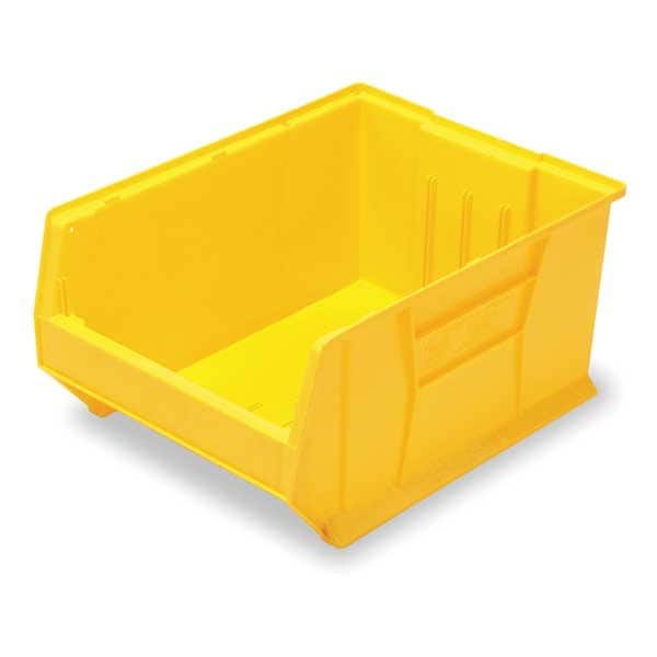 Storage Bin, Yellow, Polypropylene/Polyethylene, 23 7/8 in L x 18 1/4 in W x 12 in H