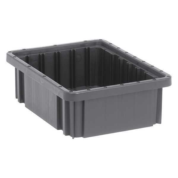 Divider Box, Black, Polypropylene, 10 7/8 in L, 8 1/4 in W, 3 1/2 in H, 0.1 cu ft Volume Capacity