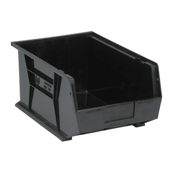 Hang & Stack Storage Bin, Black, Polypropylene, 16 in L x 11 in W x 8 in H, 75 lb Load Capacity