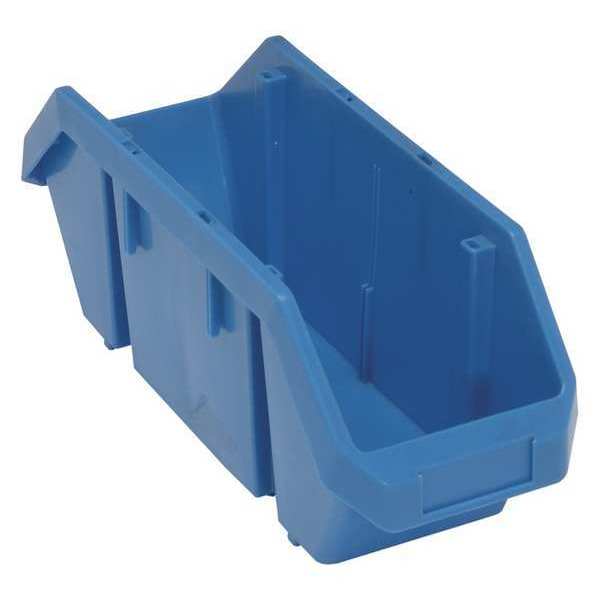 Cross Stacking Storage Bin, Blue, Plastic, 6 5/8 in W x 7 in H, 75 lb Load Capacity