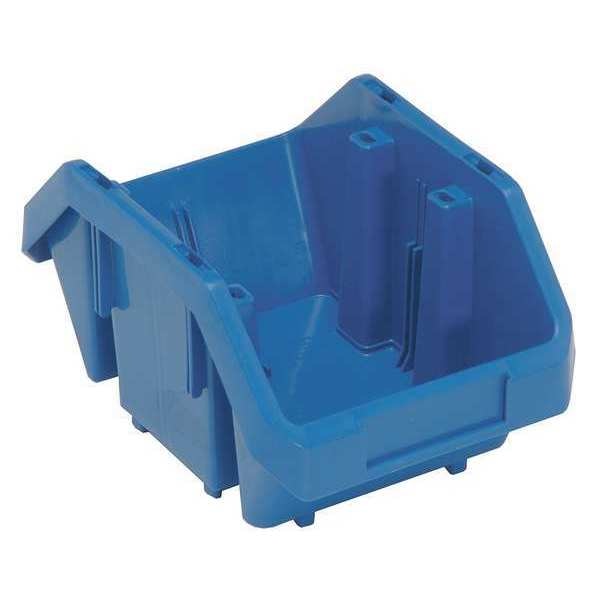 Cross Stacking Storage Bin, Blue, Plastic, 6 5/8 in W x 5 in H, 75 lb Load Capacity