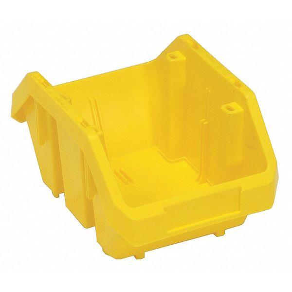 Cross Stacking Storage Bin, Yellow, Plastic, 6 5/8 in W x 5 in H, 75 lb Load Capacity