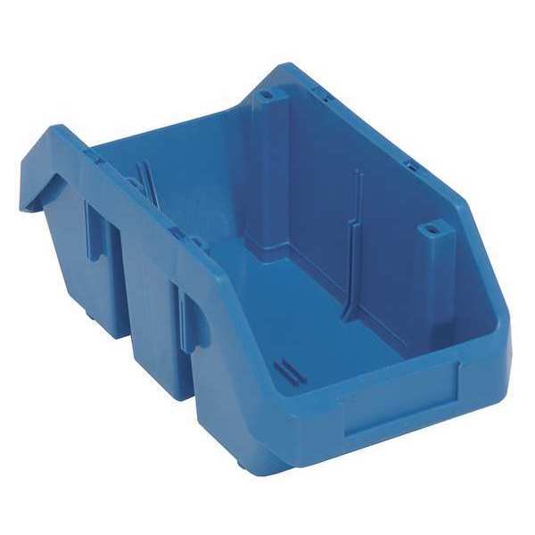 Cross Stacking Storage Bin, Blue, Plastic, 6 5/8 in W x 5 in H, 75 lb Load Capacity